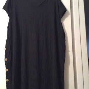 Black Linen Dress Made in Italy SZ 3X